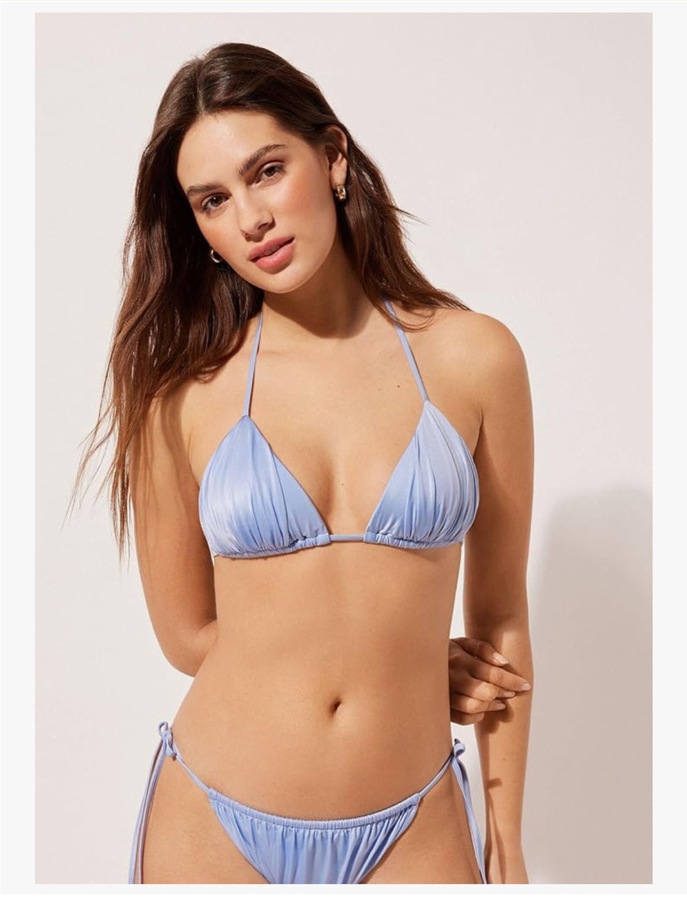 NWT Calzedonia Bikini in Shiny Satin Light Powder Blue: 3 pieces